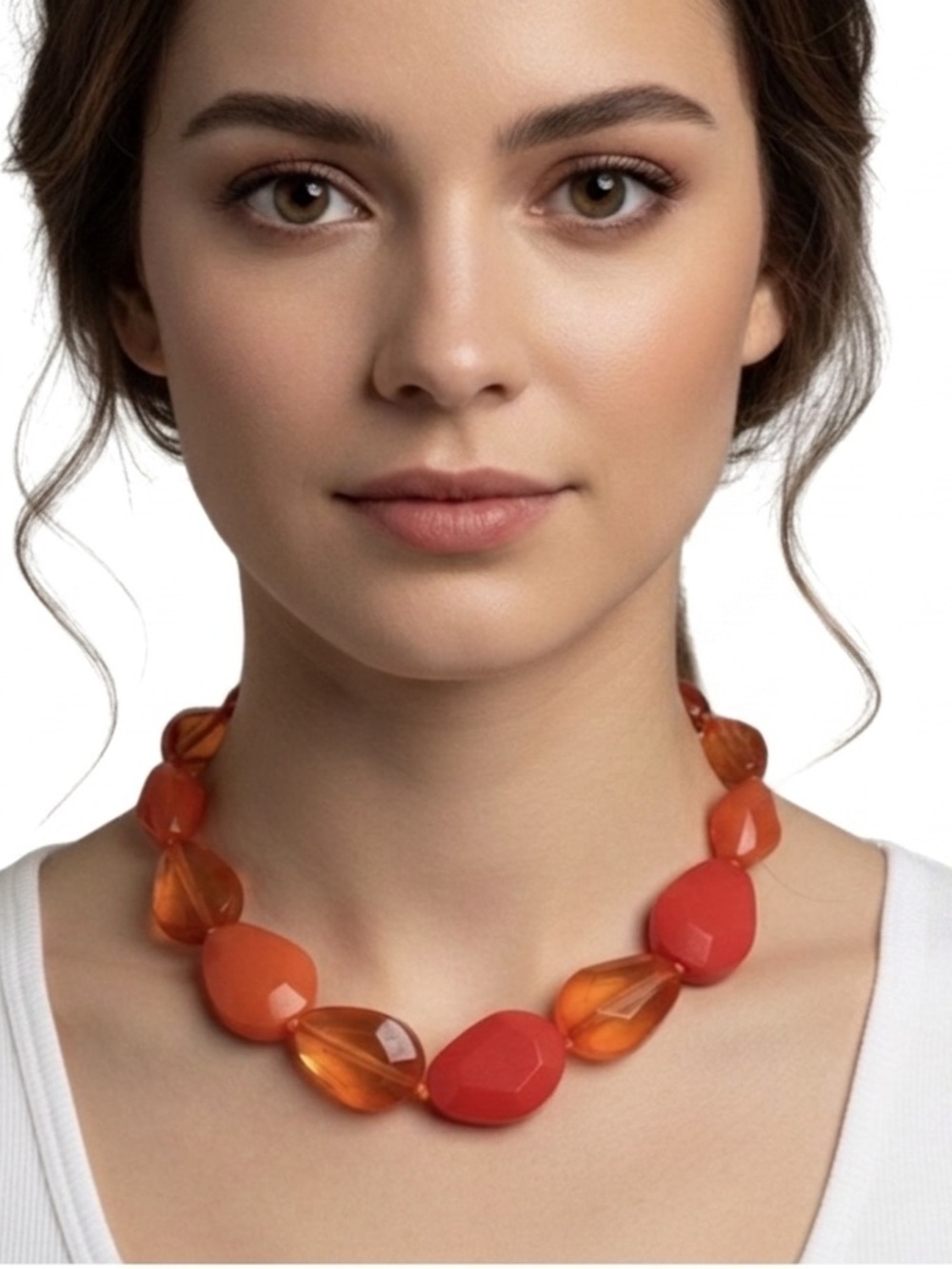 Bold Orange and Red Beaded Necklace